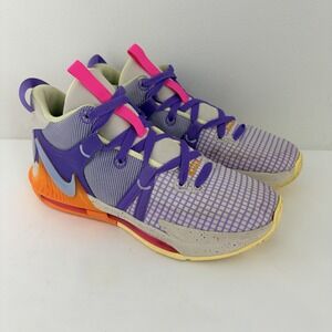 Nike LeBron Witness 7 GS Action Grape Vivid Orange Basketball Shoes 6Y